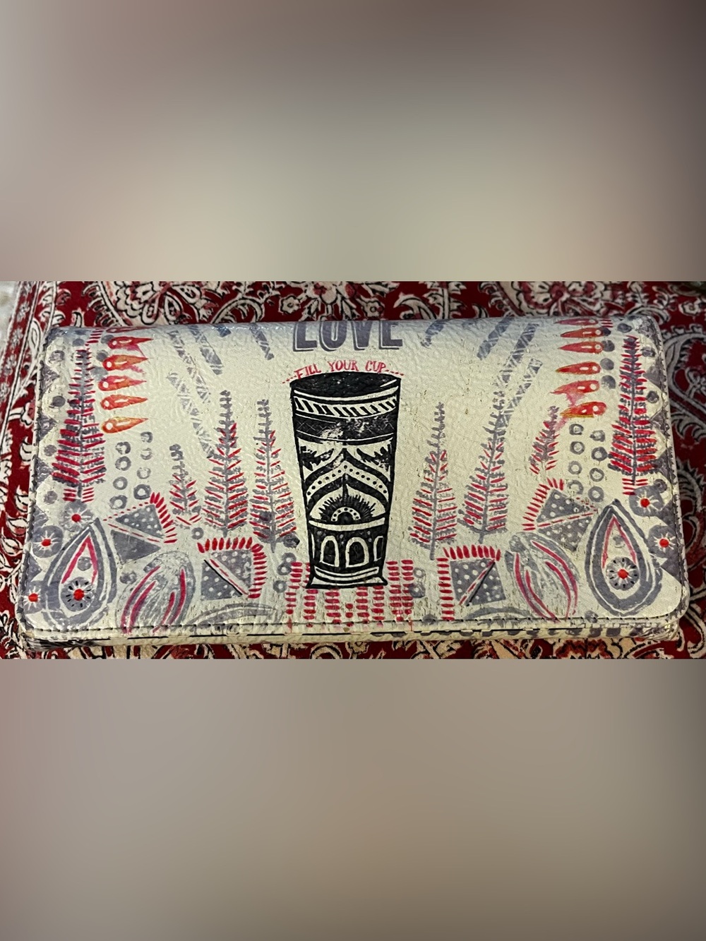 Papaya Art Tri Fold Wallet 8x4 “Love Fill Your Cup” Discontinued